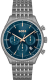 Buy Shop Hugo Boss Gregor Chronograph Blue Dial Grey Steel Strap Watch For Men - 1514083 USA Online