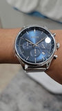 Buy Shop Hugo Boss Gregor Chronograph Blue Dial Silver Mesh Bracelet Watch For Men - 1514052 USA Online