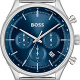 Buy Shop Hugo Boss Gregor Chronograph Blue Dial Silver Mesh Bracelet Watch For Men - 1514052 USA Online