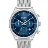 Buy Shop Hugo Boss Gregor Chronograph Blue Dial Silver Mesh Bracelet Watch For Men - 1514052 USA Online