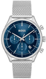 Buy Shop Hugo Boss Gregor Chronograph Blue Dial Silver Mesh Bracelet Watch For Men - 1514052 USA Online