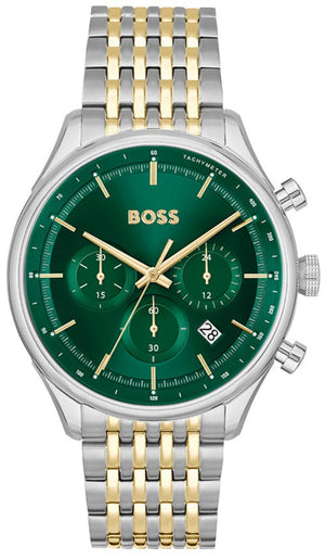 Buy Shop Hugo Boss Gregor Chronograph Green Dial Two Tone Steel Strap Watch For Men - 1514081 USA Online