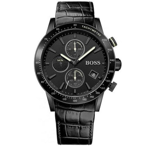 Buy Shop Hugo Boss Rafale Chronograph Black Dial Black Leather Strap Watch For Men - 1513389 USA Online