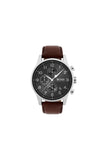 Hugo Boss Navigator Grey Dial Brown Leather Strap Watch for Men - 1513494