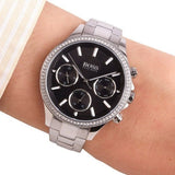 Buy Shop Hugo Boss Hera Black Dial Silver Steel Strap Watch for Women - 1502593 USA Online