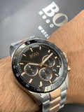 Buy Shop Hugo Boss Here Chronograph Black Dial Two Tone Steel Strap Watch for Men - 1513757 USA Online