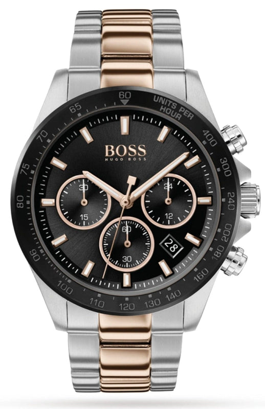 Buy Shop Hugo Boss Here Chronograph Black Dial Two Tone Steel Strap Watch for Men - 1513757 USA Online