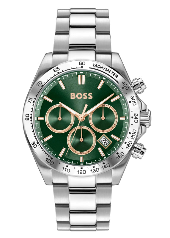 Buy Shop Hugo Boss Hero 2.0 Chronograph Green Dial Silver Steel Strap Watch for Men - 1514268 USA Online