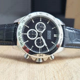 Buy Shop Hugo Boss Hero Chronograph Black Dial Black Leather Strap Watch For Men - 1513752 USA Online