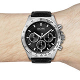 Buy Shop Hugo Boss Hero Chronograph Black Dial Black Leather Strap Watch For Men - 1513752 USA Online