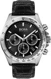Buy Shop Hugo Boss Hero Chronograph Black Dial Black Leather Strap Watch For Men - 1513752 USA Online