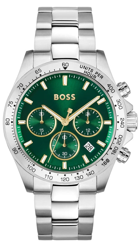 Buy Shop Hugo Boss Hero Chronograph Green Dial Silver Steel Strap Watch for Men - 1514217 USA Online