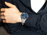 Buy Shop Hugo Boss Horizon Blue Dial Grey Leather Strap Watch for Men - 1513539 USA Online