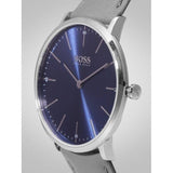 Buy Shop Hugo Boss Horizon Blue Dial Grey Leather Strap Watch for Men - 1513539 USA Online