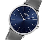 Buy Shop Hugo Boss Horizon Blue Dial Grey Leather Strap Watch for Men - 1513539 USA Online