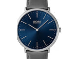 Buy Shop Hugo Boss Horizon Blue Dial Grey Leather Strap Watch for Men - 1513539 USA Online
