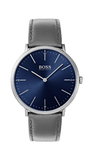 Buy Shop Hugo Boss Horizon Blue Dial Grey Leather Strap Watch for Men - 1513539 USA Online