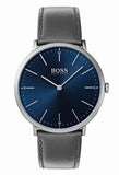 Buy Shop Hugo Boss Horizon Blue Dial Grey Leather Strap Watch for Men - 1513539 USA Online