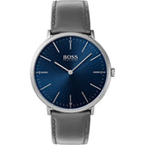 Buy Shop Hugo Boss Horizon Blue Dial Grey Leather Strap Watch for Men - 1513539 USA Online