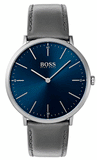 Buy Shop Hugo Boss Horizon Blue Dial Grey Leather Strap Watch for Men - 1513539 USA Online
