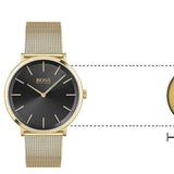 Buy Shop Hugo Boss Horizon Quartz Black Dial Gold Mesh Bracelet Watch For Men - 1513735 USA Online