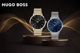 Buy Shop Hugo Boss Horizon Quartz Black Dial Gold Mesh Bracelet Watch For Men - 1513735 USA Online
