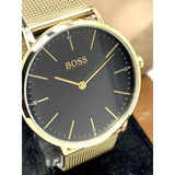 Buy Shop Hugo Boss Horizon Quartz Black Dial Gold Mesh Bracelet Watch For Men - 1513735 USA Online