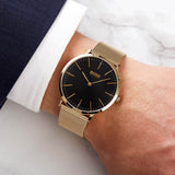 Buy Shop Hugo Boss Horizon Quartz Black Dial Gold Mesh Bracelet Watch For Men - 1513735 USA Online