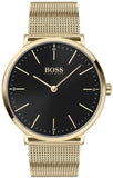 Buy Shop Hugo Boss Horizon Quartz Black Dial Gold Mesh Bracelet Watch For Men - 1513735 USA Online