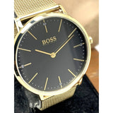 Buy Shop Hugo Boss Horizon Quartz Black Dial Gold Mesh Bracelet Watch For Men - HB1513735 USA Online