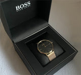 Buy Shop Hugo Boss Horizon Quartz Black Dial Gold Mesh Bracelet Watch For Men - HB1513735 USA Online