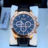 Buy Shop Hugo Boss Ikon Black Dial Black Leather Strap Watch for Men - 1513179 USA Online