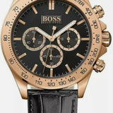 Buy Shop Hugo Boss Ikon Black Dial Black Leather Strap Watch for Men - 1513179 USA Online