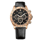 Buy Shop Hugo Boss Ikon Black Dial Black Leather Strap Watch for Men - 1513179 USA Online