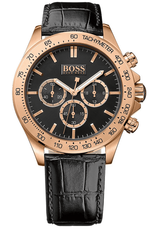 Buy Shop Hugo Boss Ikon Black Dial Black Leather Strap Watch for Men - 1513179 USA Online