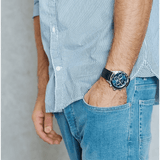 Buy Shop Hugo Boss Ikon Blue Dial Black Leather Strap Watch for Men - 1513176 USA Online