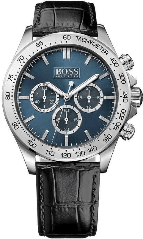 Buy Shop Hugo Boss Ikon Blue Dial Black Leather Strap Watch for Men - 1513176 USA Online