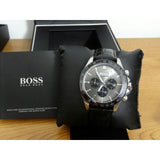 Buy Shop Hugo Boss Ikon Grey Dial Black Leather Strap Watch for Men - 1513177 USA Online