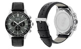 Buy Shop Hugo Boss Ikon Grey Dial Black Leather Strap Watch for Men - 1513177 USA Online