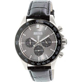 Buy Shop Hugo Boss Ikon Grey Dial Black Leather Strap Watch for Men - 1513177 USA Online