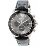 Buy Shop Hugo Boss Ikon Grey Dial Black Leather Strap Watch for Men - 1513177 USA Online