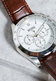 Buy Shop Hugo Boss Ikon White Dial Brown Leather Strap Watch for Men - 1513175 USA Online
