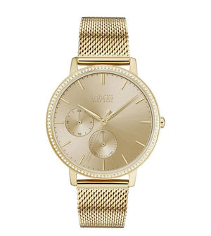 Buy Shop Hugo Boss Infinity Gold Dial Gold Mesh Bracelet Watch for Women - 1502520 USA Online