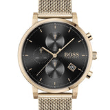 Buy Shop Hugo Boss Integrity Black Dial Gold Mesh Bracelet Watch for Men - 1513808 USA Online