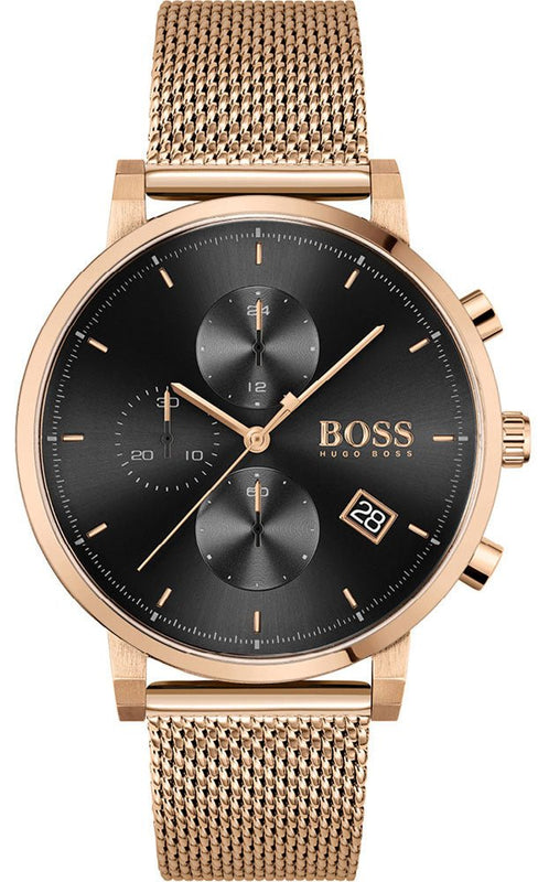 Buy Shop Hugo Boss Integrity Black Dial Gold Mesh Bracelet Watch for Men - 1513808 USA Online