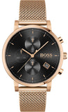 Buy Shop Hugo Boss Integrity Black Dial Gold Mesh Bracelet Watch for Men - 1513808 USA Online