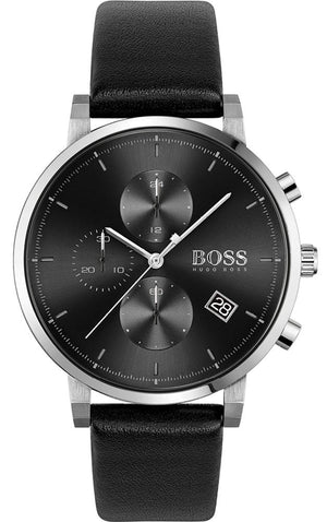 Buy Shop Hugo Boss Integrity Chronograph Black Dial Black Leather Strap Watch for Men - 1513777 USA Online