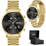 Buy Shop Hugo Boss Integrity Chronograph Grey Dial Gold Steel Strap Watch for Men - 1513781 USA Online