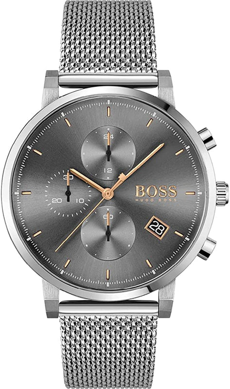 Buy Shop Hugo Boss Integrity Grey Dial Silver Mesh Bracelet Watch for Men - 1513807 USA Online