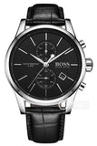 Buy Shop Hugo Boss Jet Black Dial Black Leather Strap Watch for Men - 1513279 USA Online